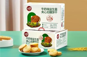 优挚牛奶味益生菌夹心无糖饼干